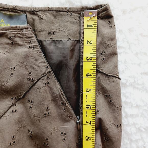 Skirt Maxi Size 12 Brown Embroidered Boho Romantic Fairy Cottagecore Whimsical - Picture 9 of 13